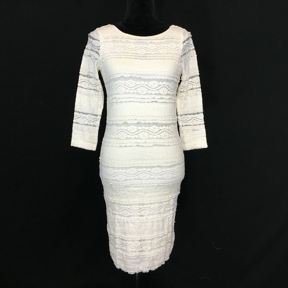 Willow & Clay Dresses & Skirts - NWT Willow‎ Clay Dress LARGE ivory lace scoop back stretch bodycon sexy $120